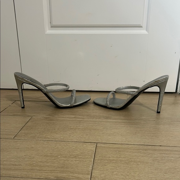 Nine West Silver Heels with Rhinestone Straps - Picture 7 of 11